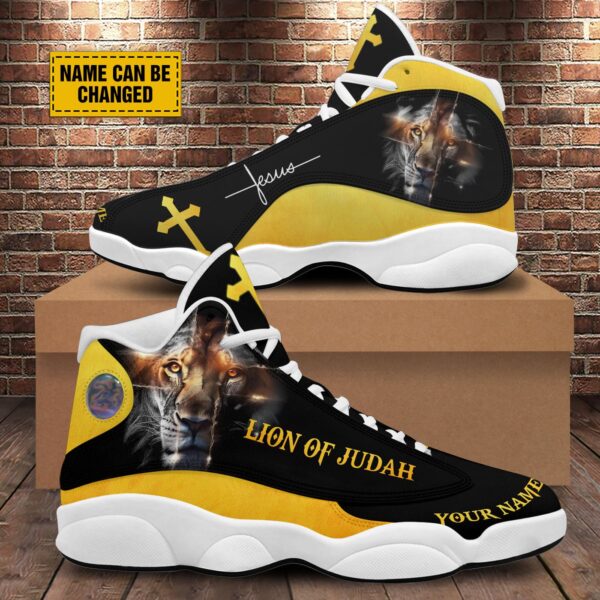 Personalized Jesus Christ Lion Of Judah Basketball Shoes, Jesus Cross Lion Running Shoes, Jesus Lovers Gift, Jesus Shoes With Thick Soles