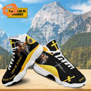 Personalized Jesus Christ Lion Of Judah Basketball Shoes, Jesus Cross Lion Running Shoes, Jesus Lovers Gift, Jesus Shoes With Thick Soles