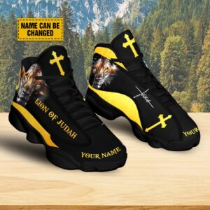 Personalized Jesus Christ Lion Of Judah Basketball Shoes, Jesus Cross Lion Running Shoes, Jesus Lovers Gift, Jesus Shoes With Thick Soles 1