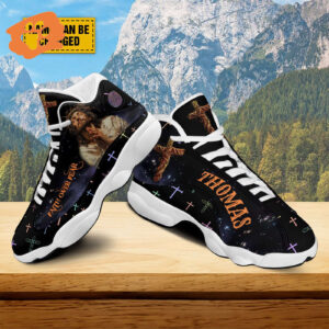 Personalized Jesus Christian Basketball Shoes, Faith Over Fear Sport Shoes, Jesus Cross Running Shoes Christmas Gift