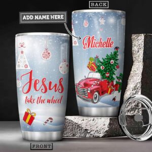 Personalized Jesus Christmas Truck Stainless Steel Tumbler - Jesus Lover Men Women