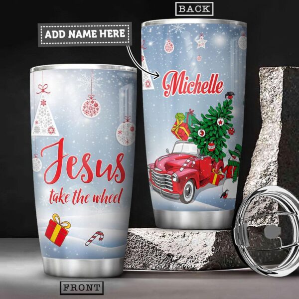 Personalized Jesus Christmas Truck Stainless Steel Tumbler – Jesus Lover Men Women