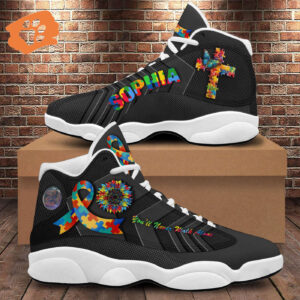 Personalized Jesus Cross Autism Awareness Basketball Shoes, You’ll Never Walk Alone, Christian Faith Running Shoes