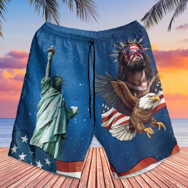 Personalized Jesus Eagle American Flag Hawaiian Shirt – Independence Day Gifts