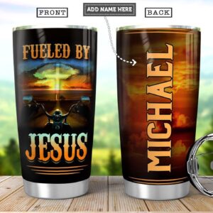 Personalized Jesus Faith Biker Stainless Steel Tumbler - Jesus Lover Men Women