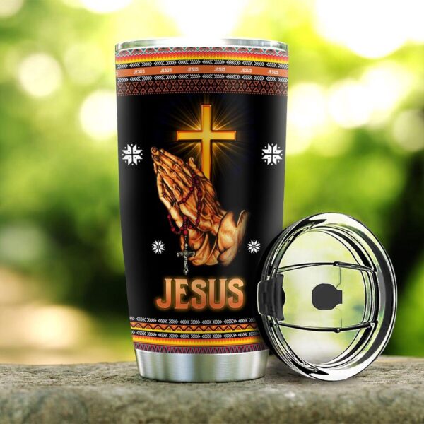 Personalized Jesus Faith Orange Pattern Stainless Steel Tumbler – Jesus Lover Men Women