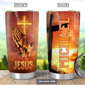 Personalized Jesus Faith Orange Stainless Steel Tumbler - Jesus Lover Men Women