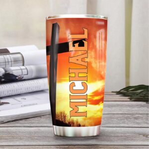 Personalized Jesus Faith Orange Stainless Steel Tumbler - Jesus Lover Men Women 3