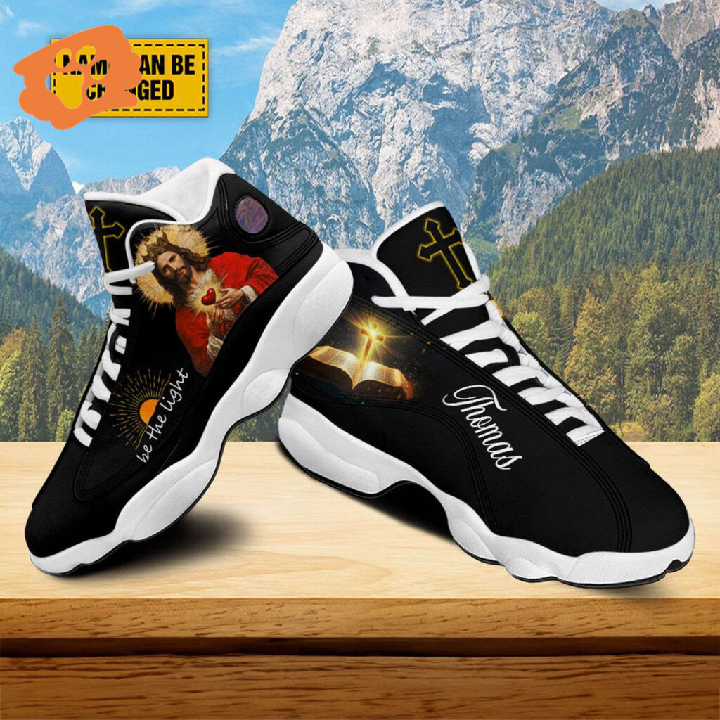 Personalized Jesus Heart Basketball Shoes, Be The Light Running Shoes, Jesus Cross Bible Sport Shoes Christmas Gifts Personalized Jesus Heart Basketball Shoes, Be The Light Running Shoes, Jesus Cross Bible Sport Shoes Christmas Gifts