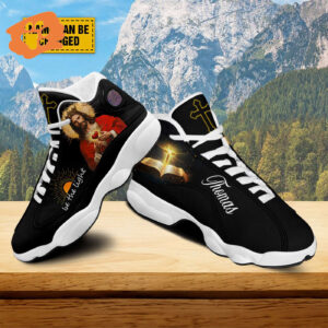 Personalized Jesus Heart Basketball Shoes, Be The Light Running Shoes, Jesus Cross Bible Sport Shoes Christmas Gifts