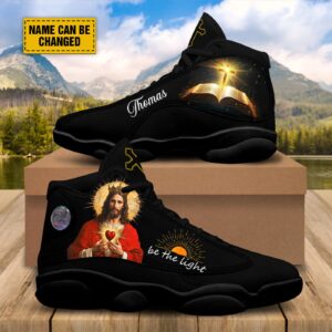 Personalized Jesus Heart Basketball Shoes, Be The Light Running Shoes, Jesus Cross Bible Sport Shoes Christmas Gifts 1
