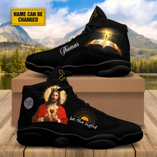 Personalized Jesus Heart Basketball Shoes, Be The Light Running Shoes, Jesus Cross Bible Sport Shoes Christmas Gifts