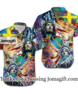Custom Jesus Lion Hawaiian Shirt - One Nation Under God Gift 3