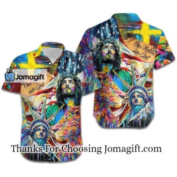 Custom Jesus Lion Hawaiian Shirt – One Nation Under God Gift