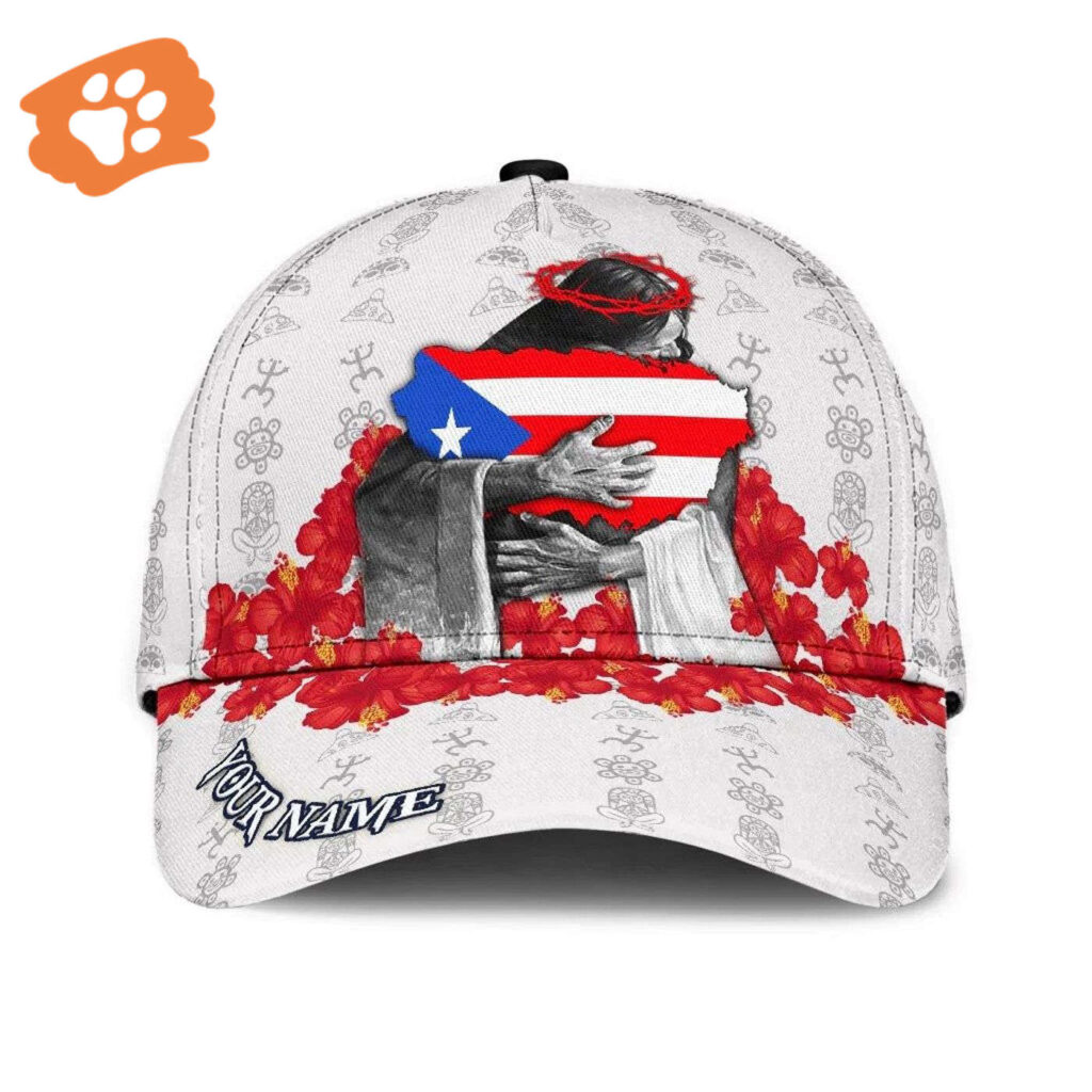 Personalized Jesus Puerto Rico Hats for Men, Women, Custom Name Puerto Rico Classic Cap Trucker Classic Hats Gift