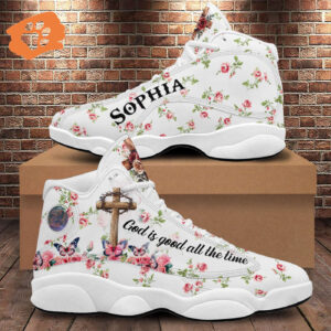 Personalized Jesus Rose Butterfly Basketball Shoes, God Is Good All The Time Running Shoes, Christ Cross Religious Gift