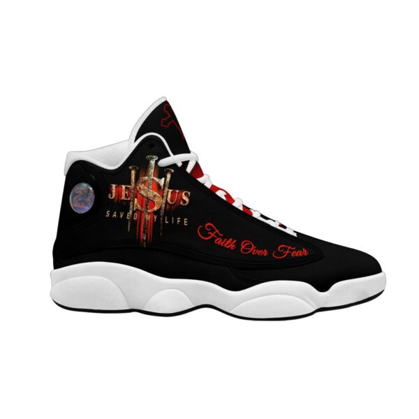 Personalized Jesus Saved My Life Faith Basketball Shoes, God Lover Religious Gifts Unisex Basketball Shoes