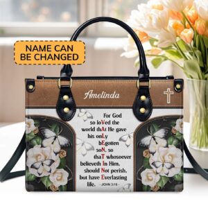 John 3:16 Personalized Leather Handbag Christian Valentines Day Gift Bible Verse Spiritual Gifts