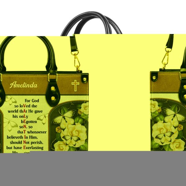 John 3:16 Personalized Leather Handbag Christian Valentines Day Gift Bible Verse Spiritual Gifts