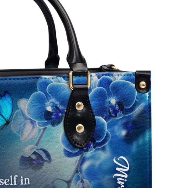 Custom Leather Handbag Psalm 37:4 Blue Orchids & Lilac H47