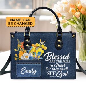 Customized Leather Handbag Matthew 5:8 Spiritual Gifts for Christian Women