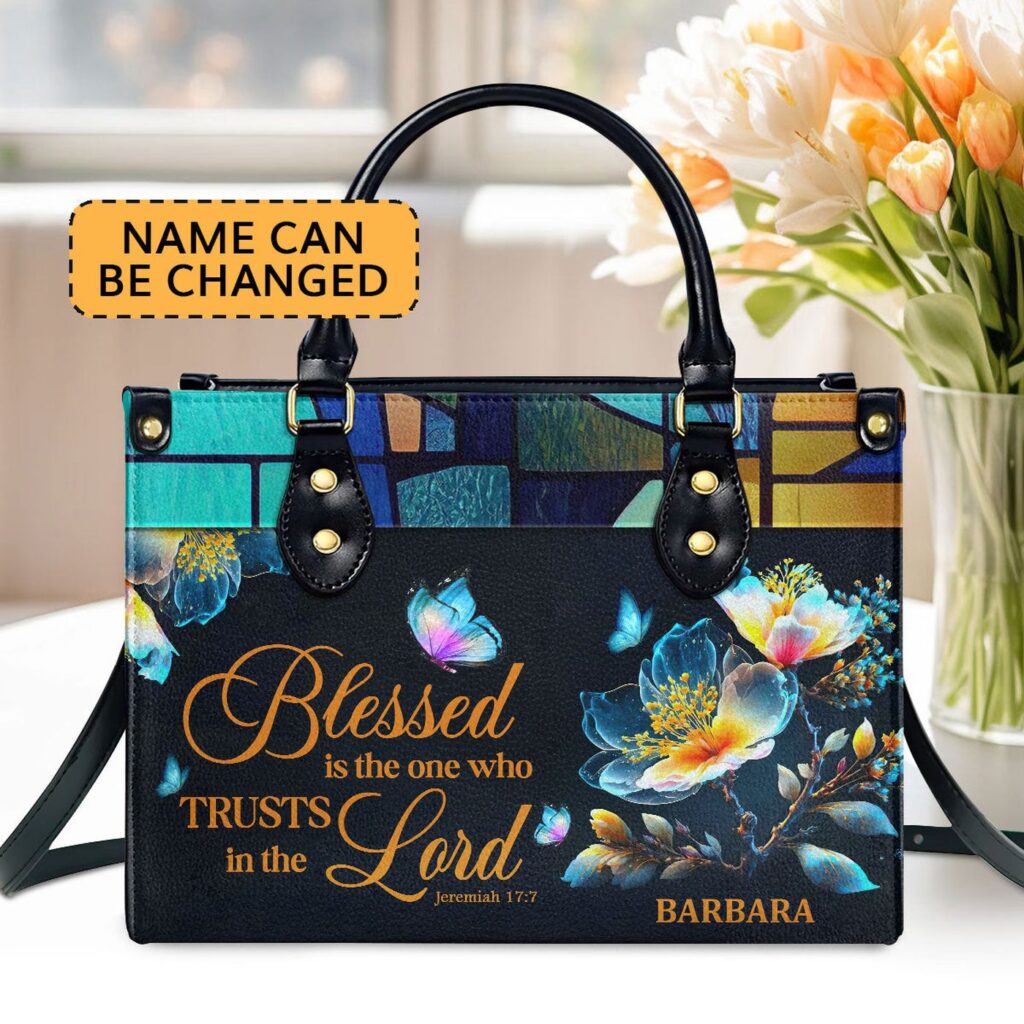 Jeremiah 17:7 Personalized Leather Handbag Spiritual Gift of Faith for Women Trust in the Lord Jeremiah 17:7 Personalized Leather Handbag Spiritual Gift of Faith for Women Trust in the Lord