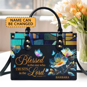 Jeremiah 17:7 Personalized Leather Handbag Spiritual Gift of Faith for Women Trust in the Lord
