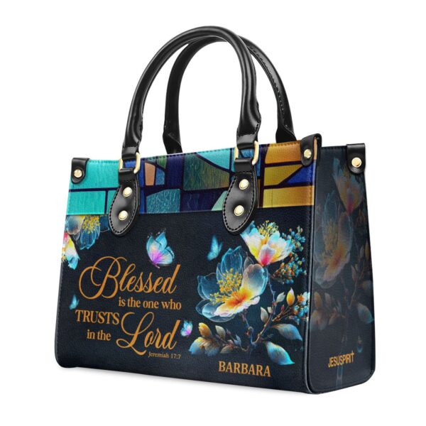 Jeremiah 17:7 Personalized Leather Handbag Spiritual Gift of Faith for Women Trust in the Lord