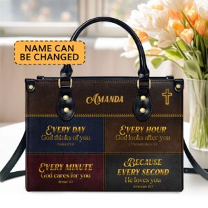 Personalized Leather Handbag with Handle Meaningful Spiritual Gifts for Christian Women