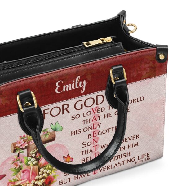 Personalized Leather Handbag With Handle Christian Valentine Gift for Women God So Loved the World