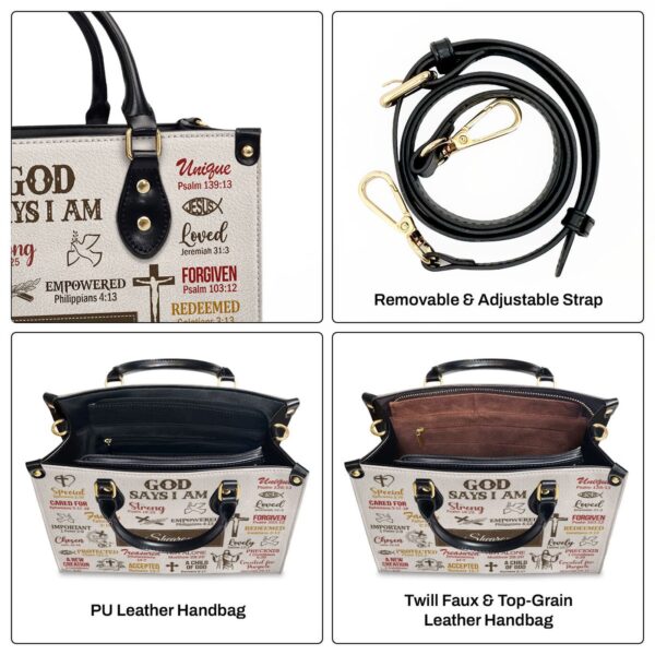 Custom Leather Handbag with Handle: Scripture Gifts for Women of God – What God Says About You