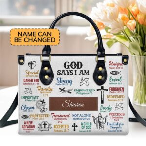 Custom Leather Handbag with Handle: Scripture Gifts for Women of God - What God Says About You