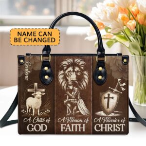 Custom Leather Handbag with Zipper: Perfect Woman of Faith Gift