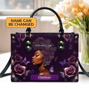Custom Leather Handbag with Zipper Africa Map Design Unique Gift