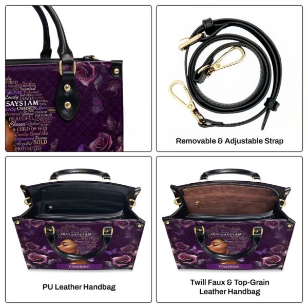 Custom Leather Handbag with Zipper Africa Map Design Unique Gift