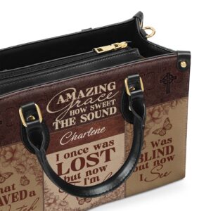 Custom Leather Handbag with Zipper Personalized Grace Gift 1