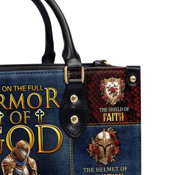 Custom Leather Handbag with Zipper Armor of God Gift – Personalized Stylish Accessory