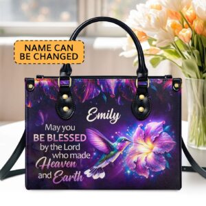 Custom Leather Zip Handbag Be Blessed Gift - Personalized & Stylish!