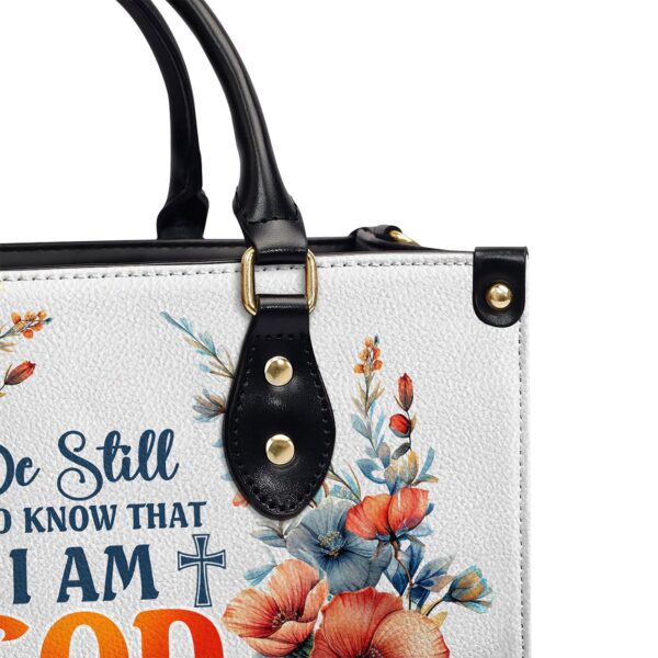 Personalized Leather Handbag With Zipper Be Still And Know That I Am God Gift