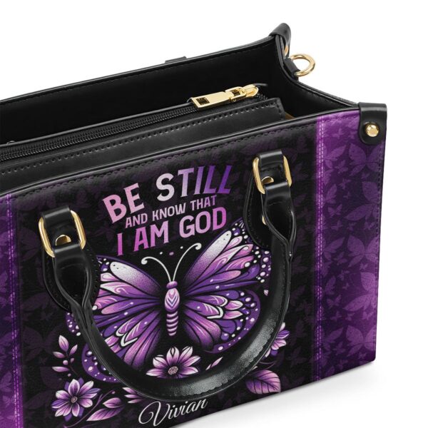 Custom Leather Handbag with Zipper Be Still and Know That I Am God Unique Gift