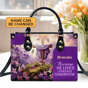 Custom Leather Handbag with Zipper Personalized Gift for Him - Because He Lives