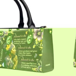 Custom Leather Handbag with Zipper Blessed Is She Gift - Personalized Women s Purse 1