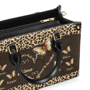 Blessed Grandma Gift: Personalized Leather Handbag with Zipper 1
