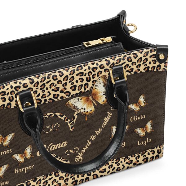 Blessed Grandma Gift: Personalized Leather Handbag with Zipper