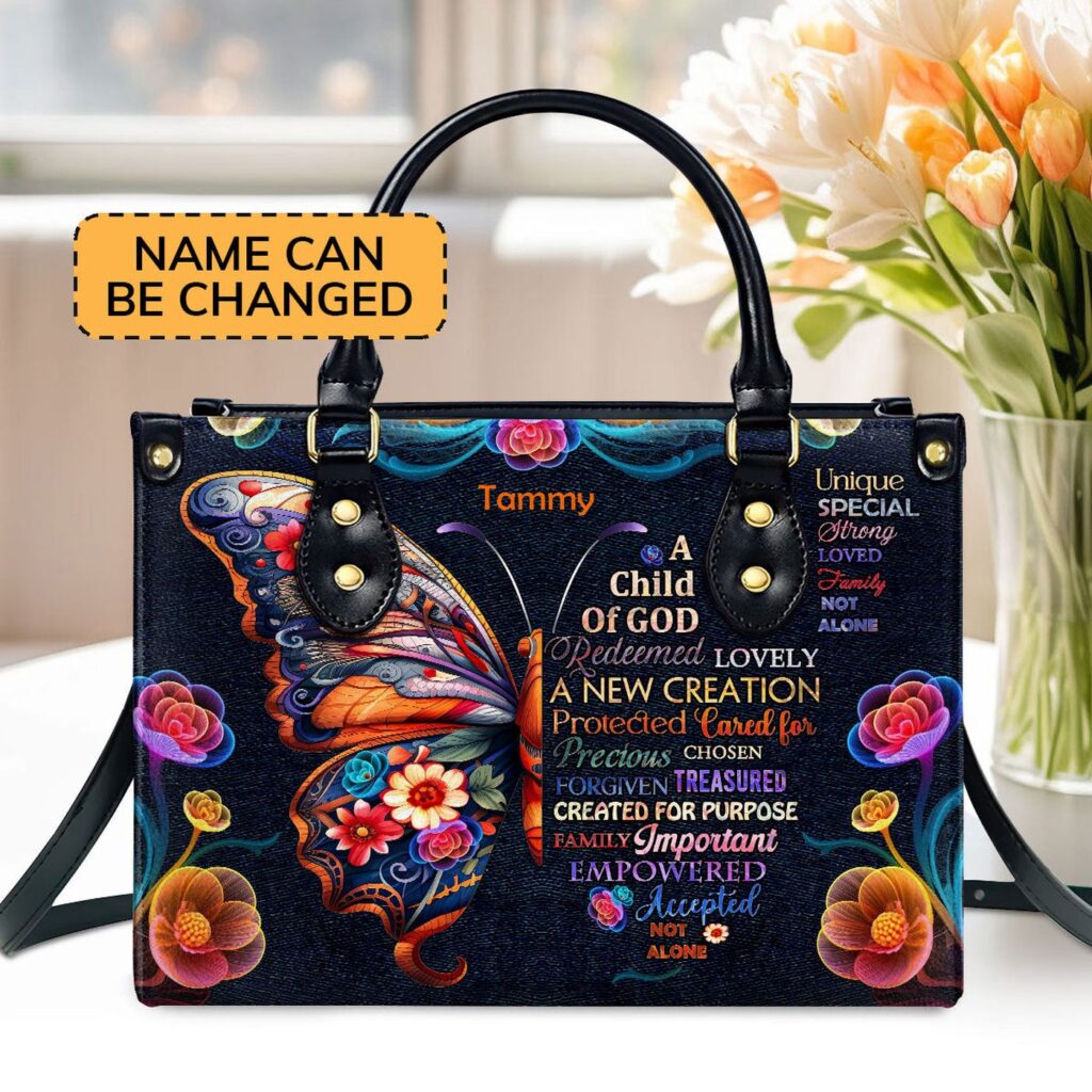 Custom Leather Handbag with Zipper Unique Child of God Gift Custom Leather Handbag with Zipper Unique Child of God Gift