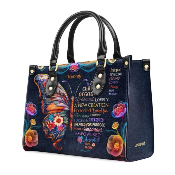 Custom Leather Handbag with Zipper Unique Child of God Gift