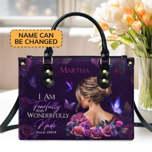 Custom Leather Handbag Fearfully and Wonderfully Made Gift with Zipper