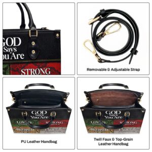 Custom Leather Handbag with Zipper Unique Gift for Her God Says I Am Gift 1