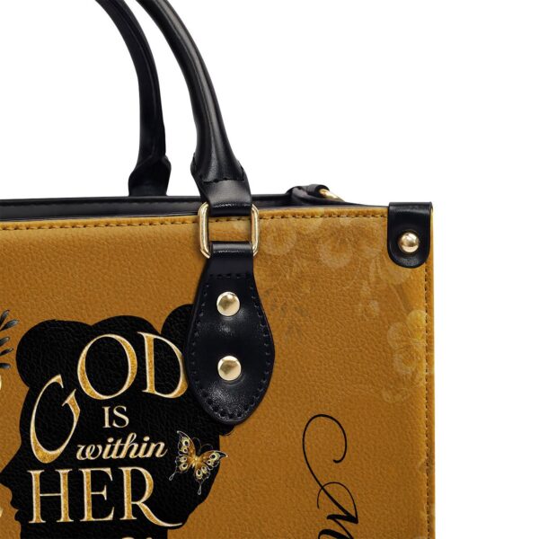 Custom Leather Zipper Handbag God Is Within Her Gift