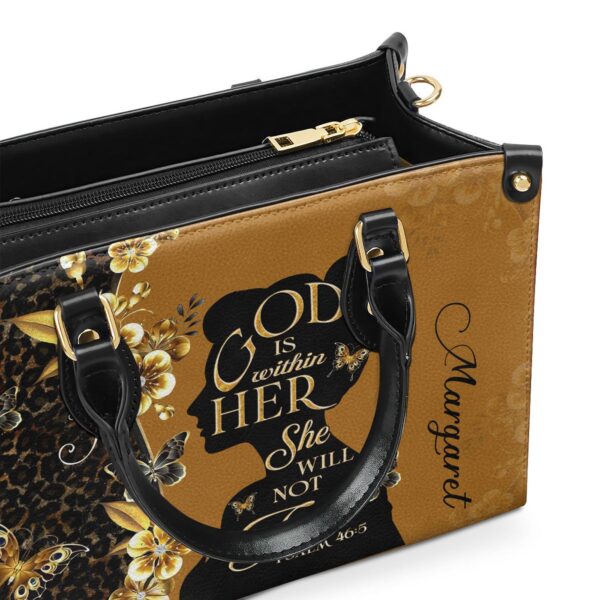 God Is Within Her Gift: Personalized Leather Handbag with Zipper